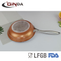 Frypan / sartén eléctricos de cerámica de la promoción de la TV que cubren la sartén con la manija de acero de molde